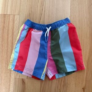 Mini Boden Colorful Striped Swim Trunks